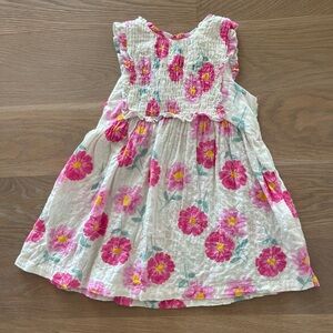 Zara Pink and White Smocked Sundress with Flutter Sleeves